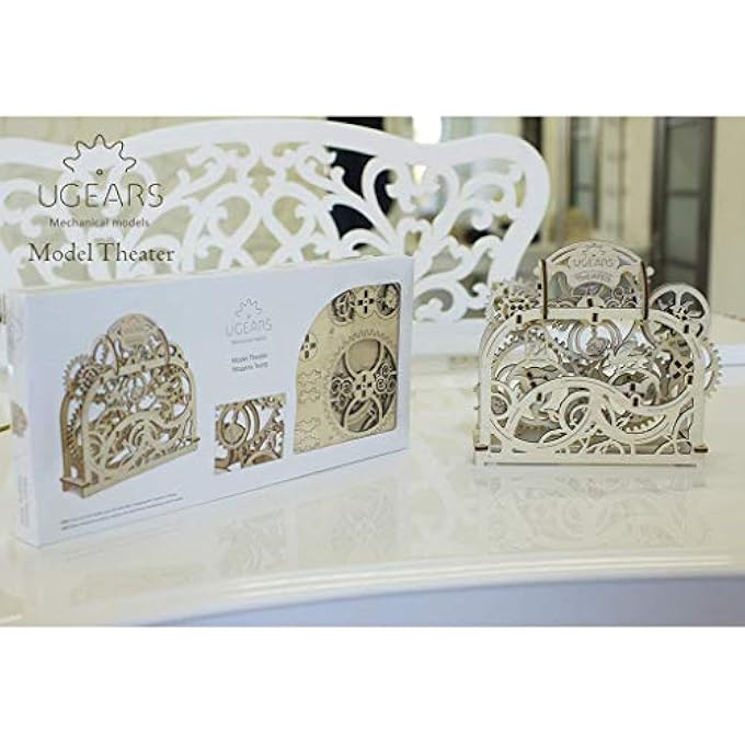 MADE IN EUROPE, 3D WOODEN PUZZLE THEATRE, MECHANICAL MODEL KIT WITH 70 PARTS, DIY SELF-ASSEMBLY WOODCRAFT CONSTRUCTION TOY, PERFECT FOR GIFTING, NO GLUE NEEDED, BROWN, UGR-70002 - Image 4